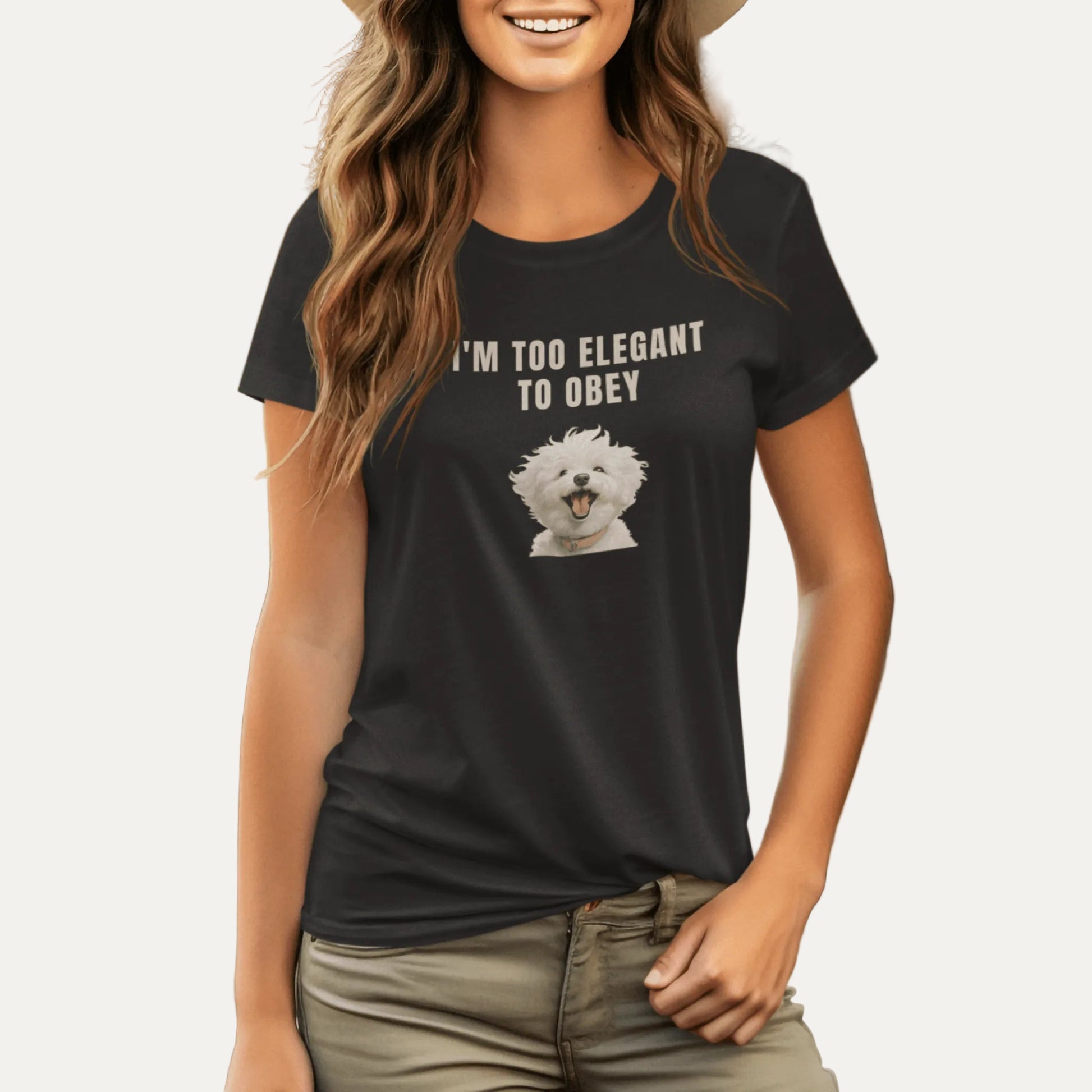 "I'm Too Elegant To Obey."-Unisex Bichon Frise T-Shirt for Dog Owners