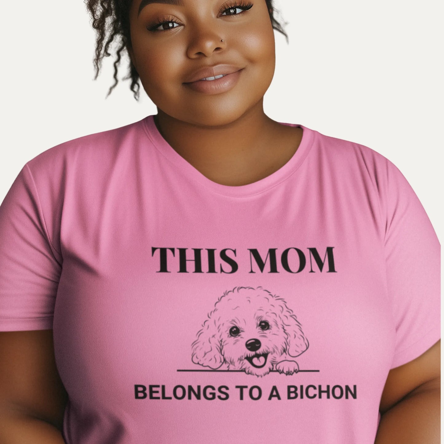 This Mom Belongs to a Bichon"- Unisex Bichon Frise T-Shirt for Dog Owners