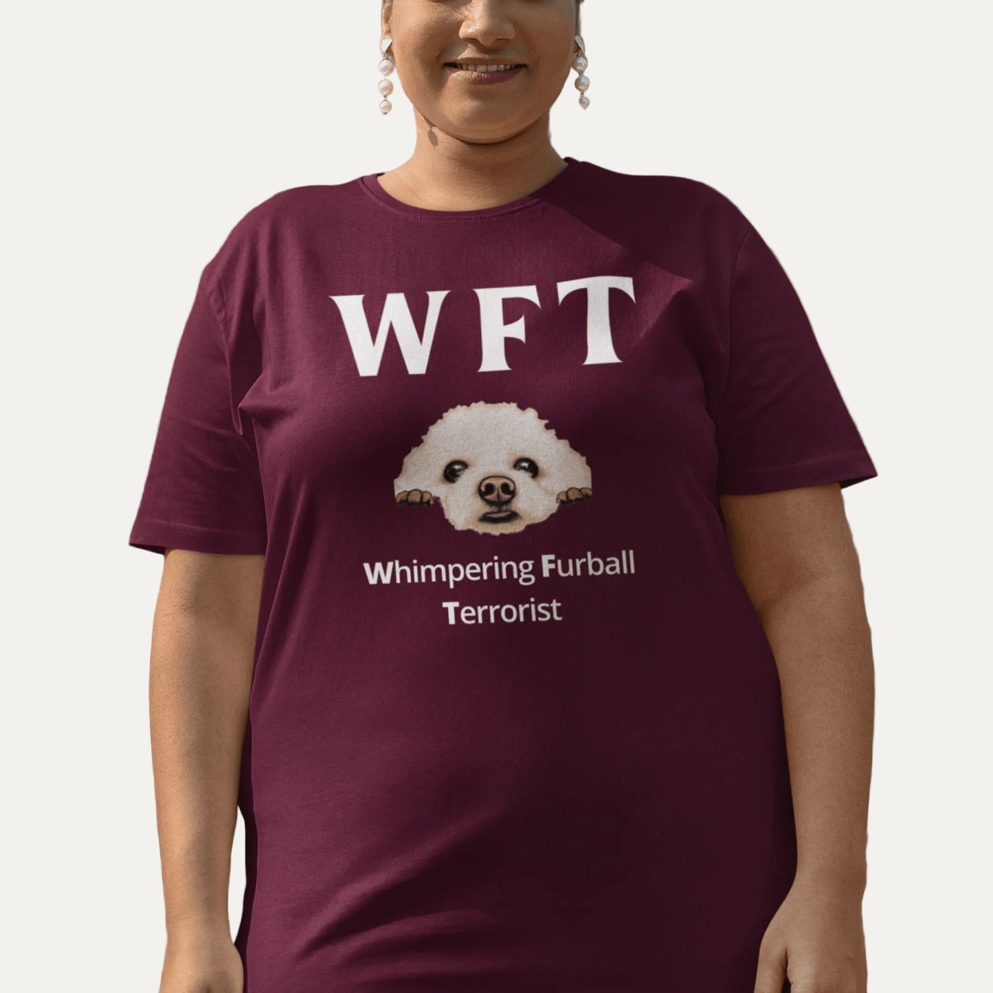 "WFT – Whimpering Furball Terrorist"-Unisex Bichon Frise T-Shirt for Dog Owners