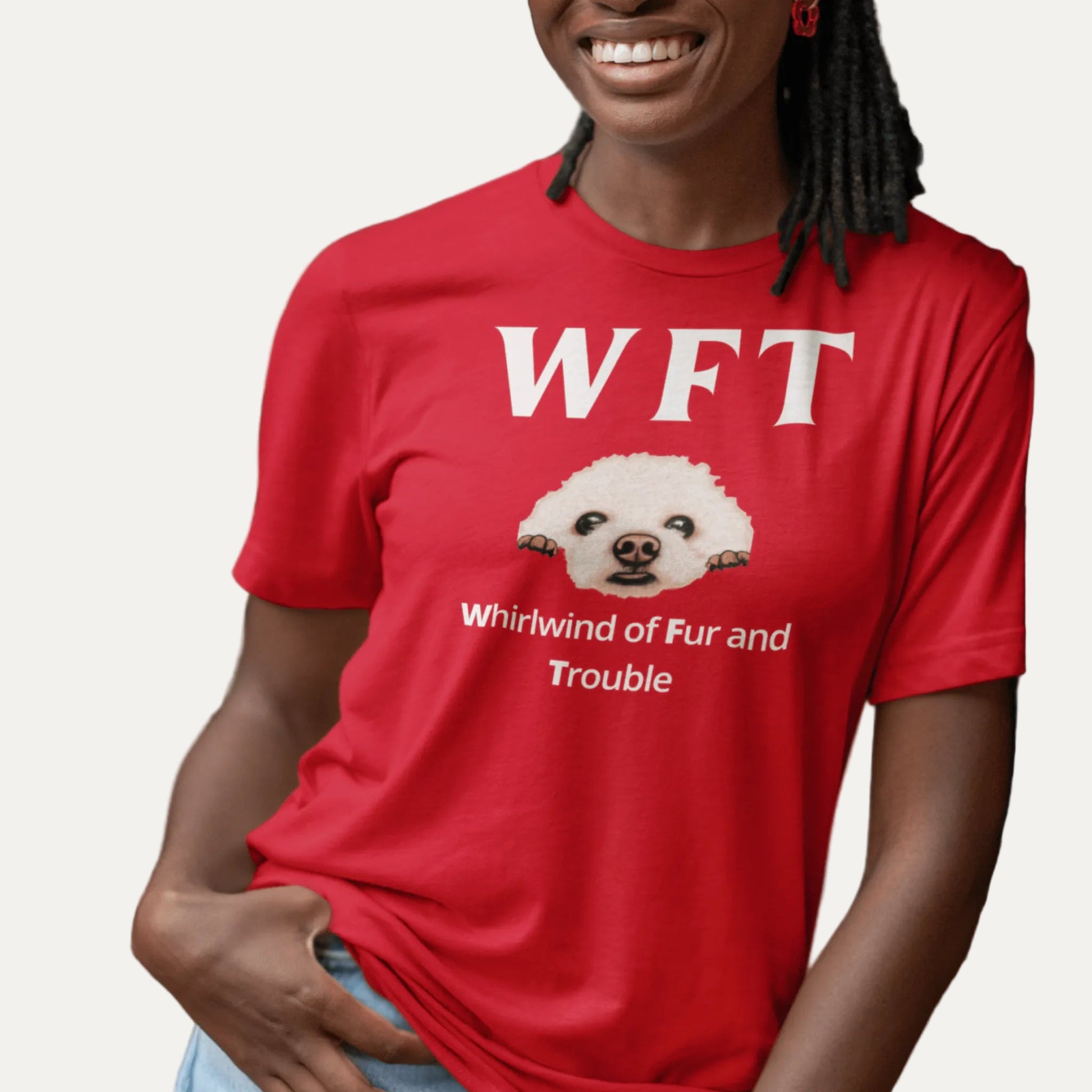" WFT – Whirlwind of Fur and Trouble"-Unisex Bichon Frise T-Shirt for Dog Owners