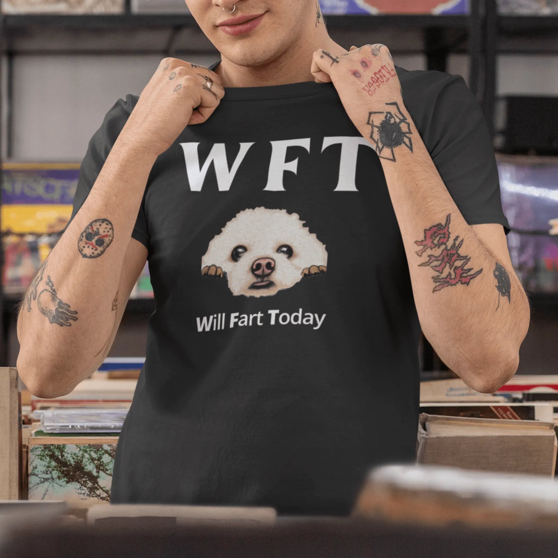 " WFT – Will Fart Today"-Unisex Bichon Frise T-Shirt for Dog Owners