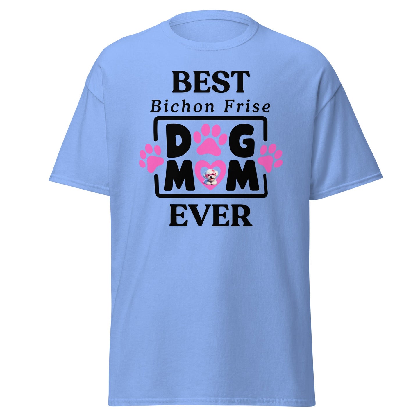"Best Bichon Mom Ever" funny unisex Mother's Day t-shirt with black text design – perfect gift for Bichon Frise dog owners"