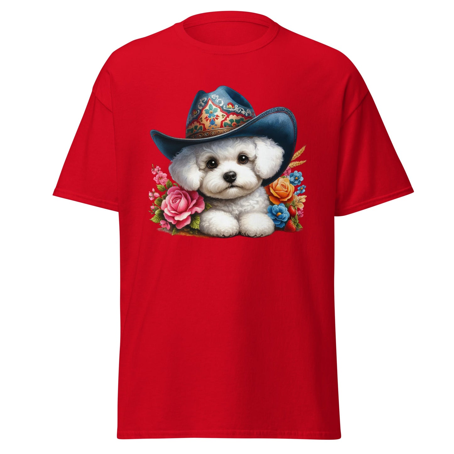 Bichon Frise With Cowboy Hat-Unisex Bichon Frise T-Shirt for Dog Owners