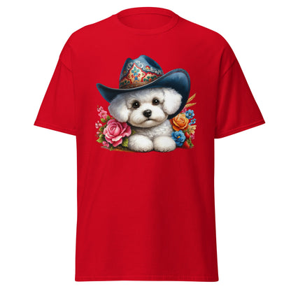 Bichon Frise With Cowboy Hat-Unisex Bichon Frise T-Shirt for Dog Owners