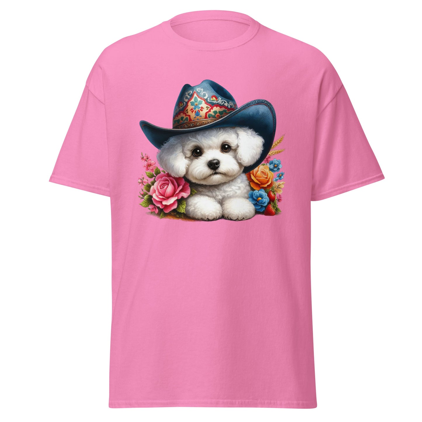 Bichon Frise With Cowboy Hat-Unisex Bichon Frise T-Shirt for Dog Owners