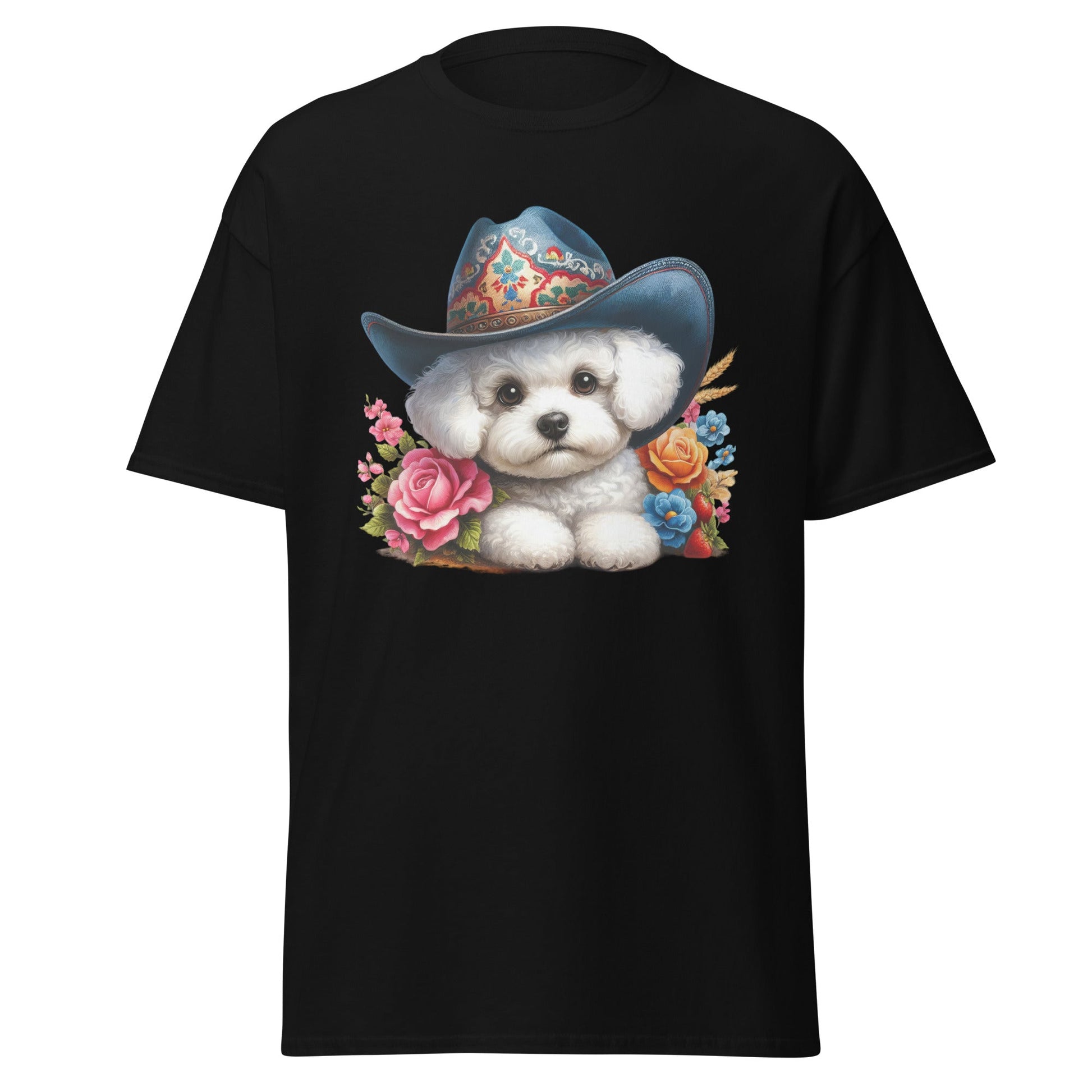 Bichon Frise With Cowboy Hat-Unisex Bichon Frise T-Shirt for Dog Owners