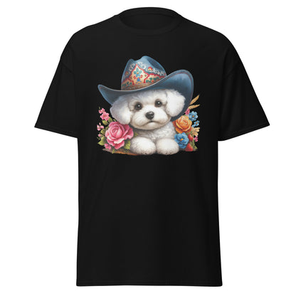 Bichon Frise With Cowboy Hat-Unisex Bichon Frise T-Shirt for Dog Owners