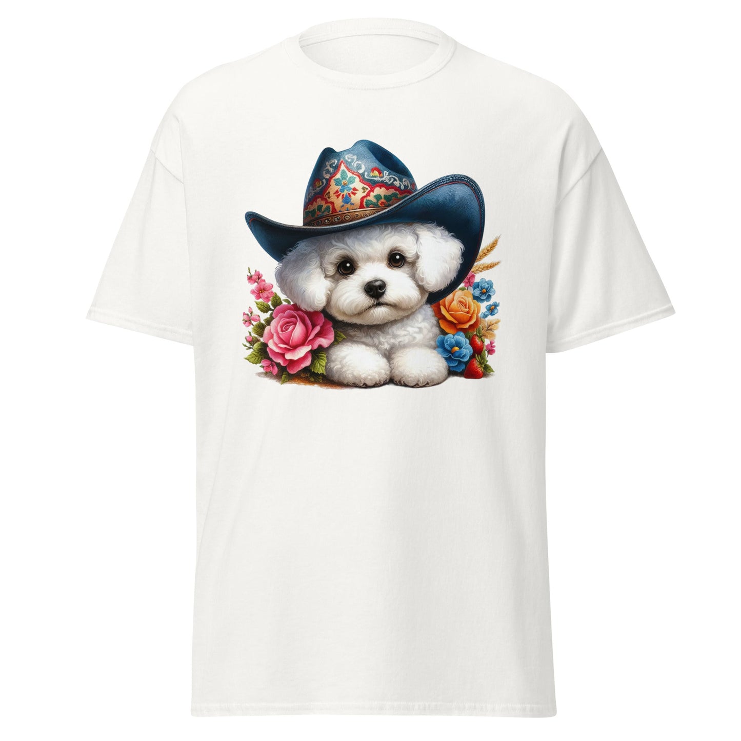 Bichon Frise With Cowboy Hat-Unisex Bichon Frise T-Shirt for Dog Owners