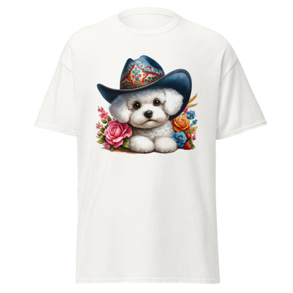 Bichon Frise With Cowboy Hat-Unisex Bichon Frise T-Shirt for Dog Owners