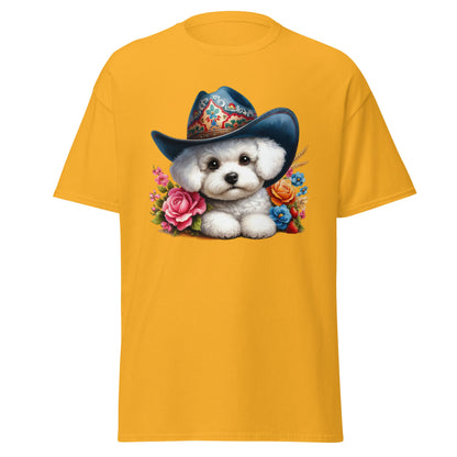 Bichon Frise With Cowboy Hat-Unisex Bichon Frise T-Shirt for Dog Owners