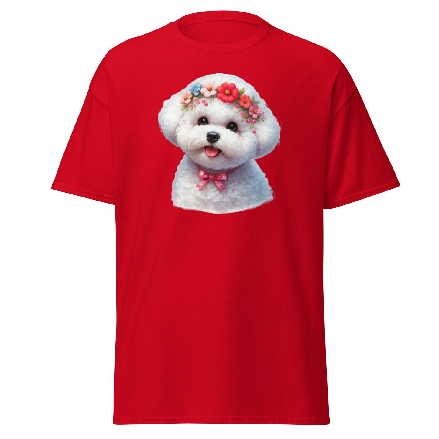 Bichon Frise With Wreath-Unisex Bichon Frise T-Shirt for Dog Owners