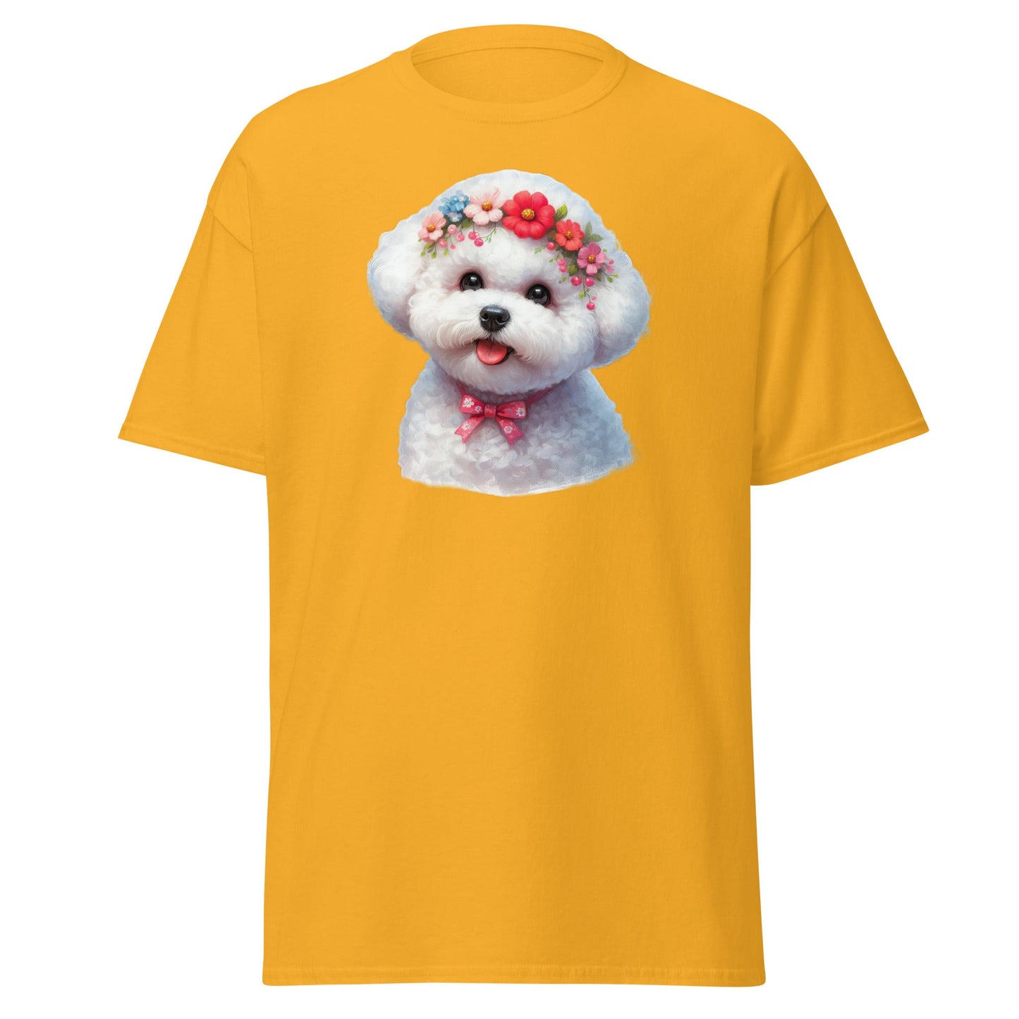 Bichon Frise With Wreath-Unisex Bichon Frise T-Shirt for Dog Owners