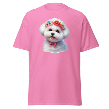 Bichon Frise With Wreath-Unisex Bichon Frise T-Shirt for Dog Owners