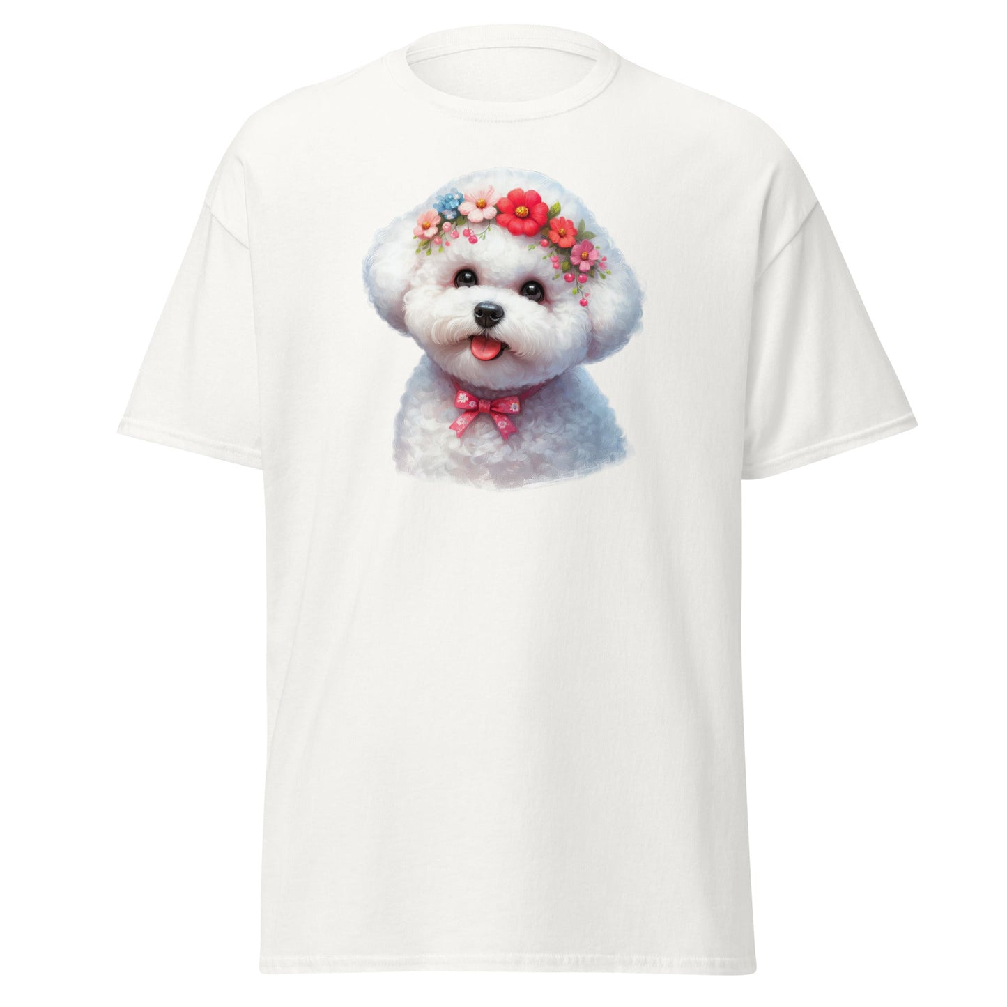 Bichon Frise With Wreath-Unisex Bichon Frise T-Shirt for Dog Owners