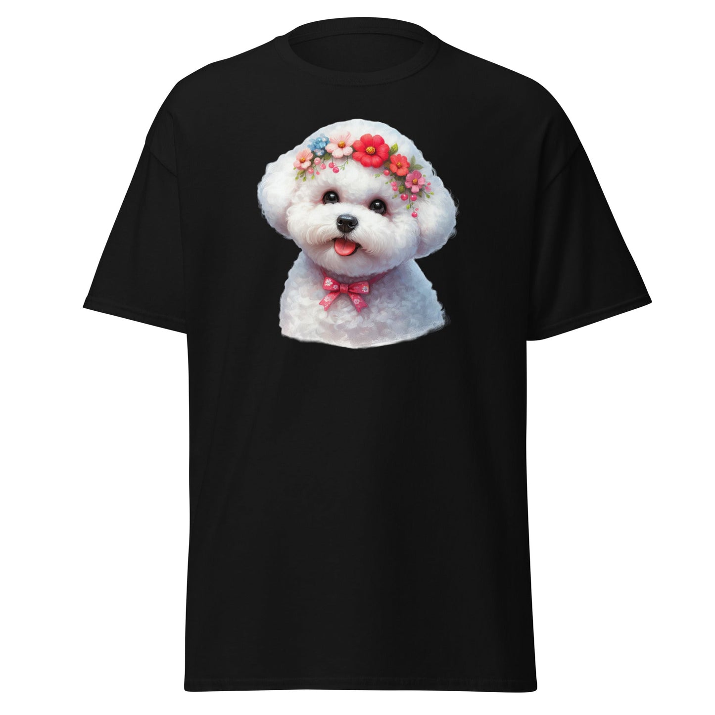 Bichon Frise With Wreath-Unisex Bichon Frise T-Shirt for Dog Owners