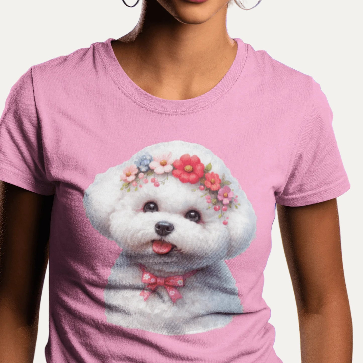 Bichon Frise With Wreath-Unisex Bichon Frise T-Shirt for Dog Owners