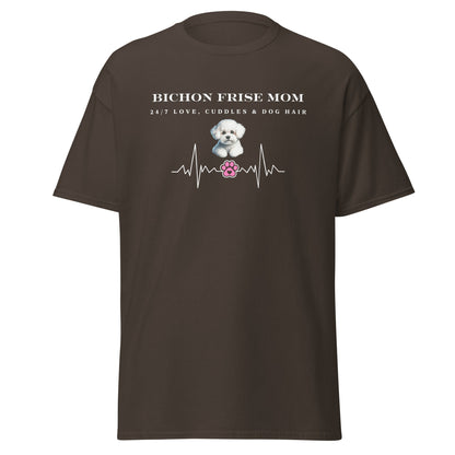 "Bichon Mom: 24/7 Love, Cuddles & Dog Hair"-Unisex Bichon Frise T-Shirt for Dog Owners