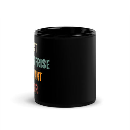 "Black glossy mug with colorful 'Best Bichon Frise Servant Ever' text design – perfect gift for dog lovers and Bichon Frise owners."