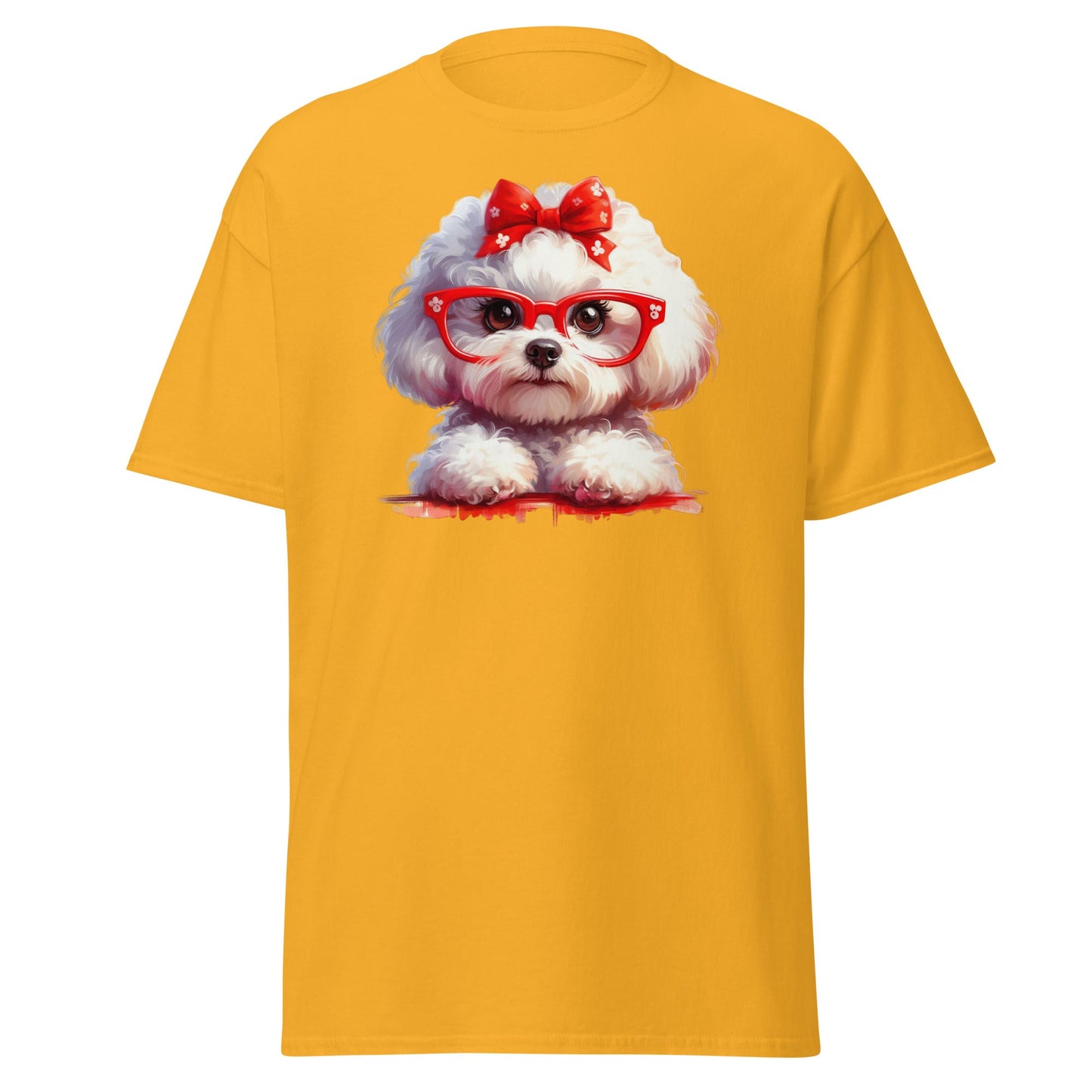 Cute Bichon Frise With Glasses-Unisex Bichon Frise T-Shirt for Dog Owners