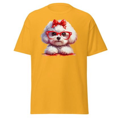 Cute Bichon Frise With Glasses-Unisex Bichon Frise T-Shirt for Dog Owners