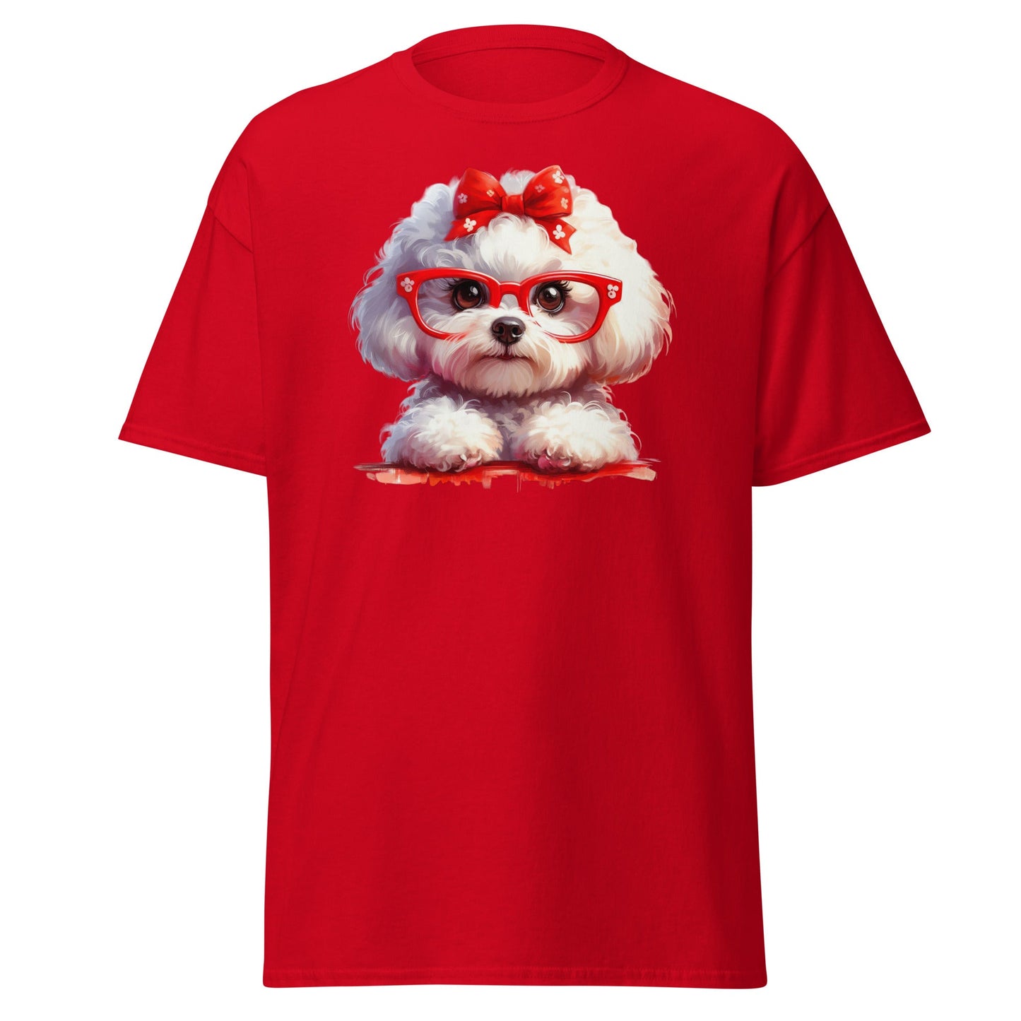 Cute Bichon Frise With Glasses-Unisex Bichon Frise T-Shirt for Dog Owners