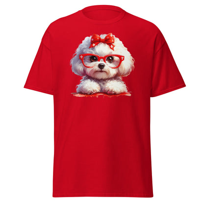 Cute Bichon Frise With Glasses-Unisex Bichon Frise T-Shirt for Dog Owners