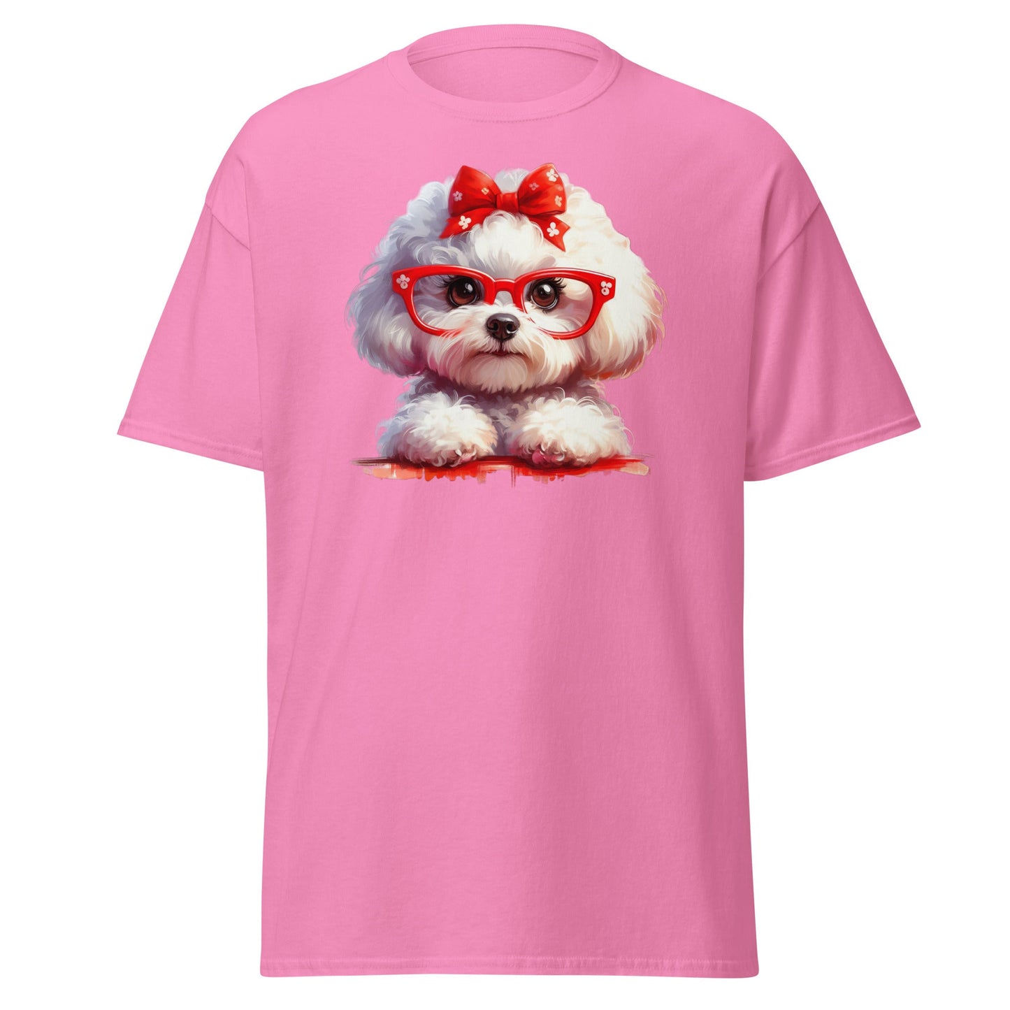Cute Bichon Frise With Glasses-Unisex Bichon Frise T-Shirt for Dog Owners