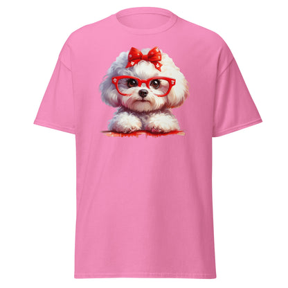 Cute Bichon Frise With Glasses-Unisex Bichon Frise T-Shirt for Dog Owners