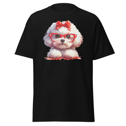 Cute Bichon Frise With Glasses-Unisex Bichon Frise T-Shirt for Dog Owners