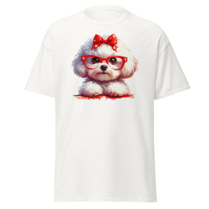Cute Bichon Frise With Glasses-Unisex Bichon Frise T-Shirt for Dog Owners