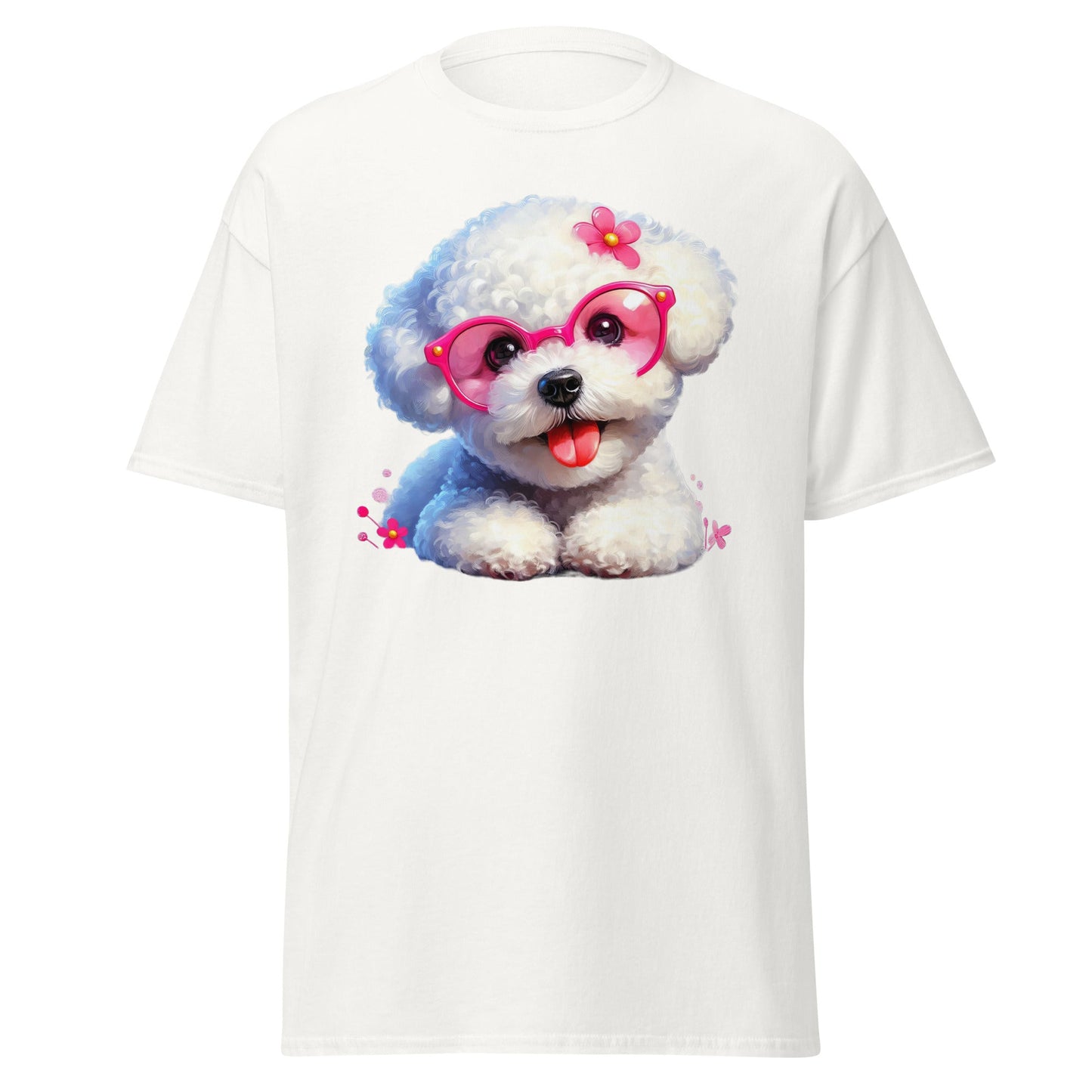 Cute Bichon Frise With Sunglasses-Unisex Bichon Frise T-Shirt for Dog Owners