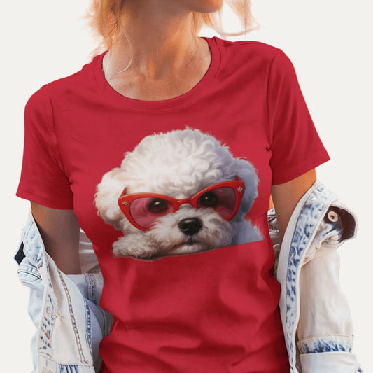 Cute Bichon Frise With Sunglasses-Unisex Bichon Frise T-Shirt for Dog Owners