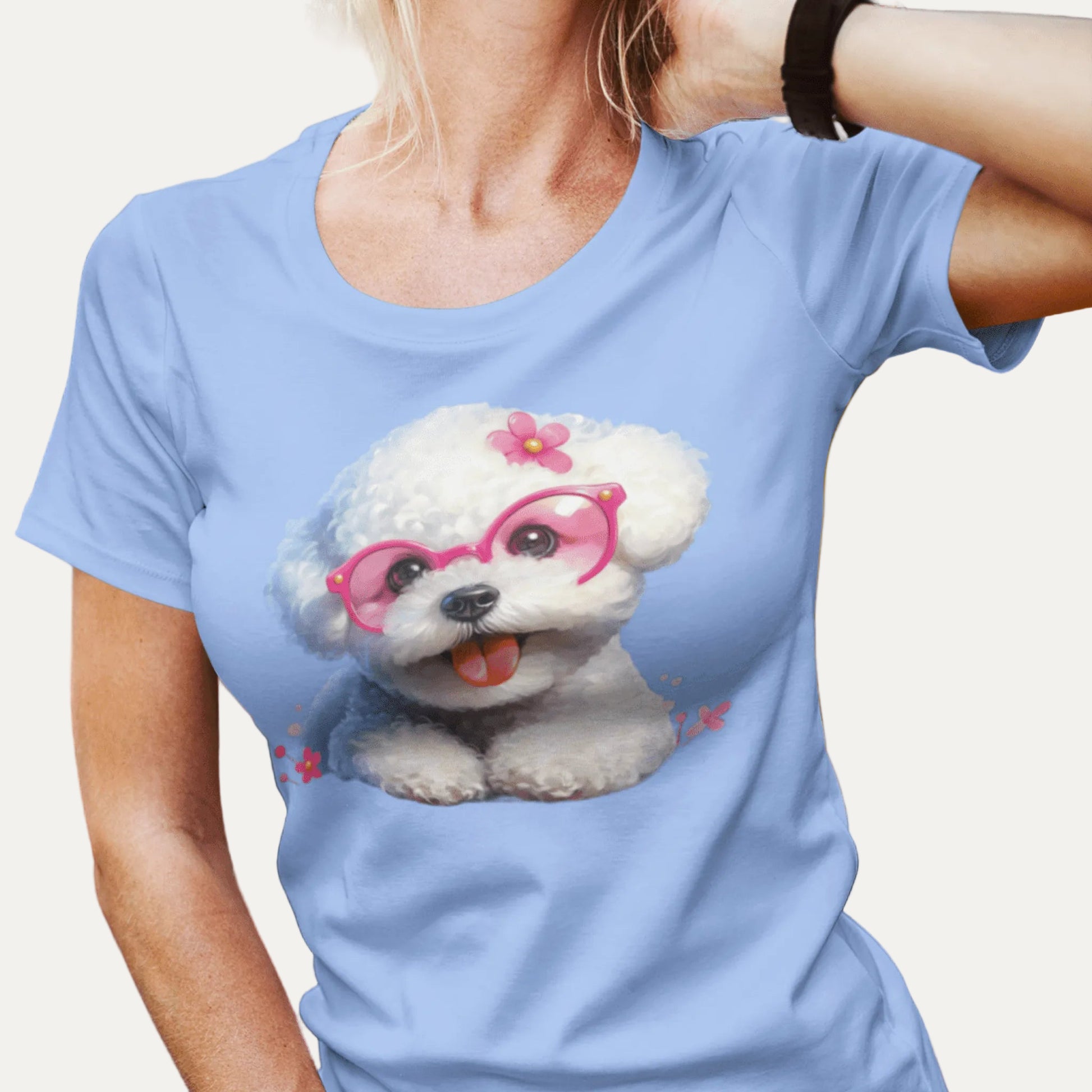 Cute Bichon Frise With Sunglasses-Unisex Bichon Frise T-Shirt for Dog Owners