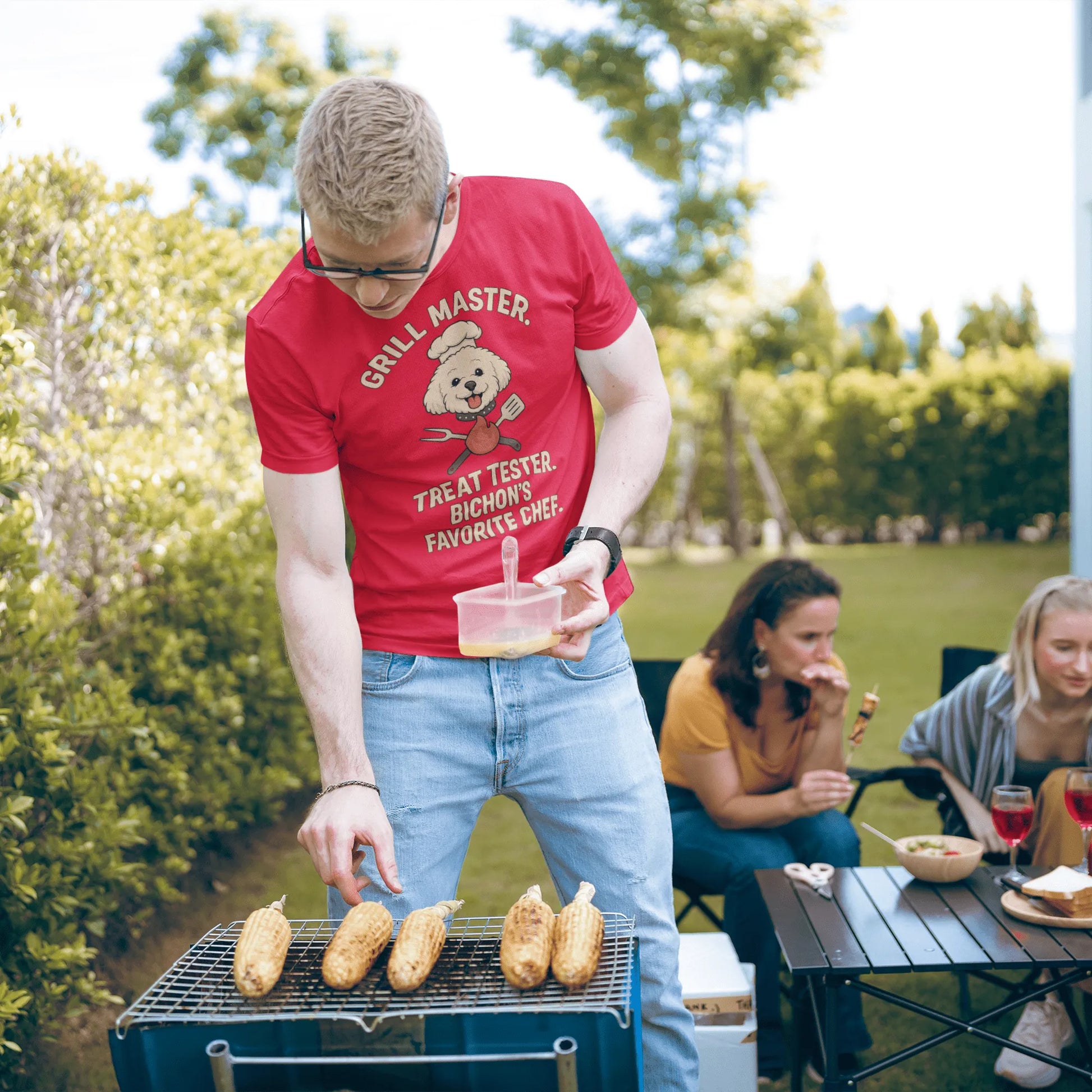 "Grill Master Dog Dad – Funny Bichon Frise BBQ T-Shirt for Father’s Day" - Fun Factory Frise