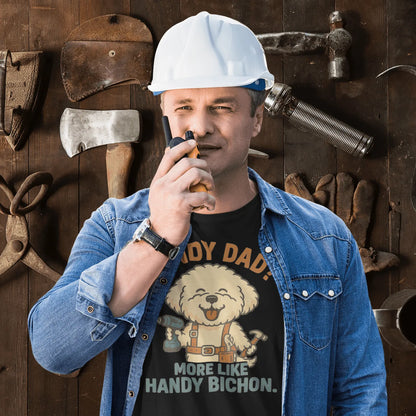 Handy Bichon – Funny Father’s Day Dog Dad T-Shirt (Unisex Retro Style) - Fun Factory Frise