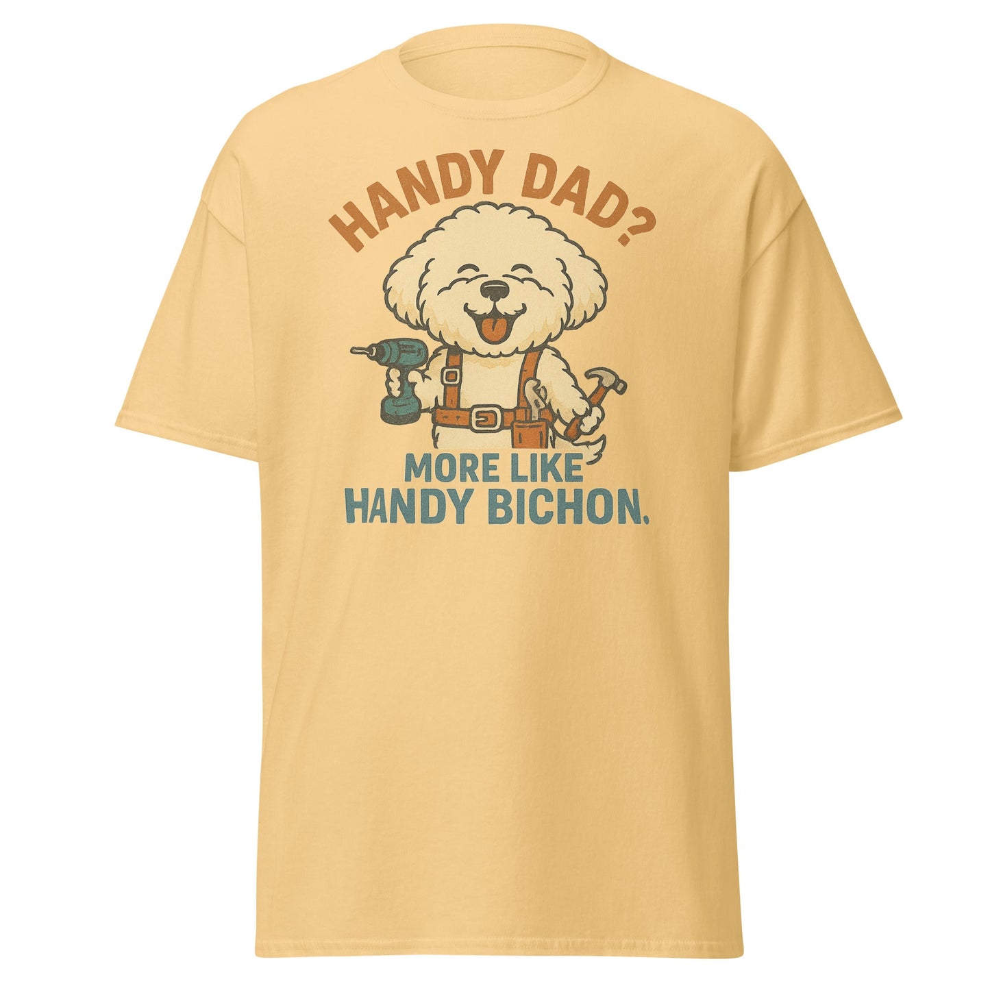 Handy Bichon – Funny Father’s Day Dog Dad T-Shirt (Unisex Retro Style) - Fun Factory Frise