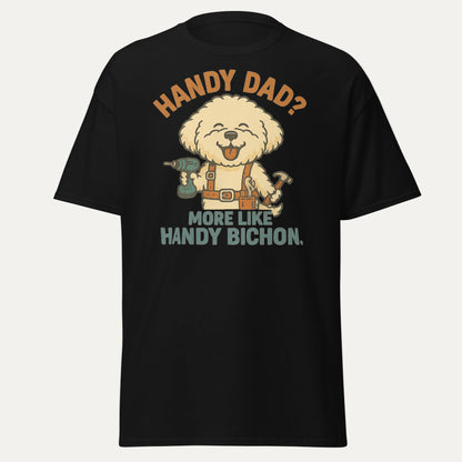 Handy Bichon – Funny Father’s Day Dog Dad T-Shirt (Unisex Retro Style) - Fun Factory Frise