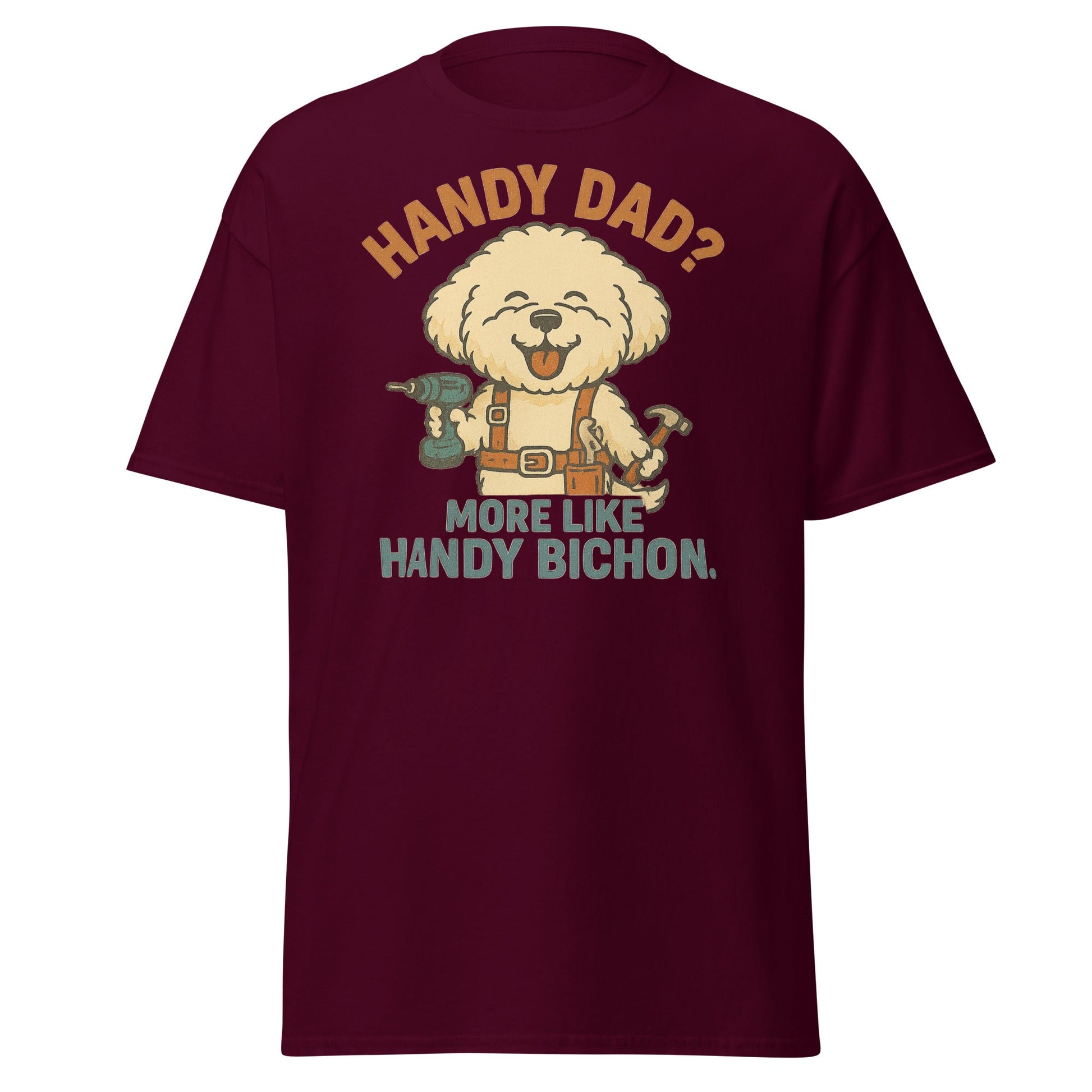 Handy Bichon – Funny Father’s Day Dog Dad T-Shirt (Unisex Retro Style) - Fun Factory Frise
