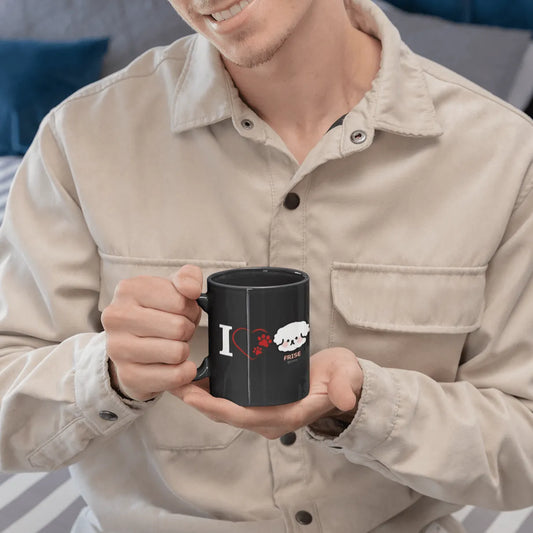 " I love bichon frise "-Black Glossy Mug for Bichon Frise dog owners