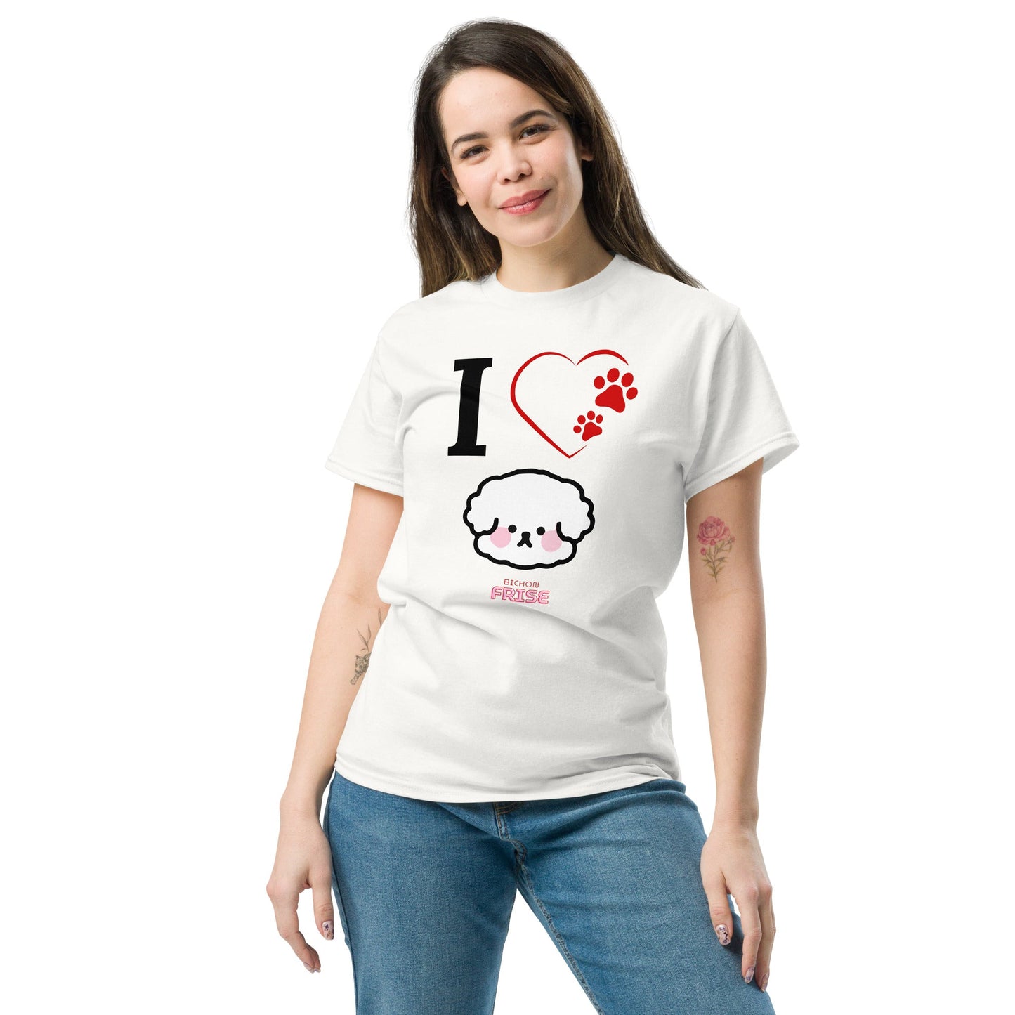 "I Love Bichon Frise"-Unisex Bichon Frise T-Shirt for Dog Owners