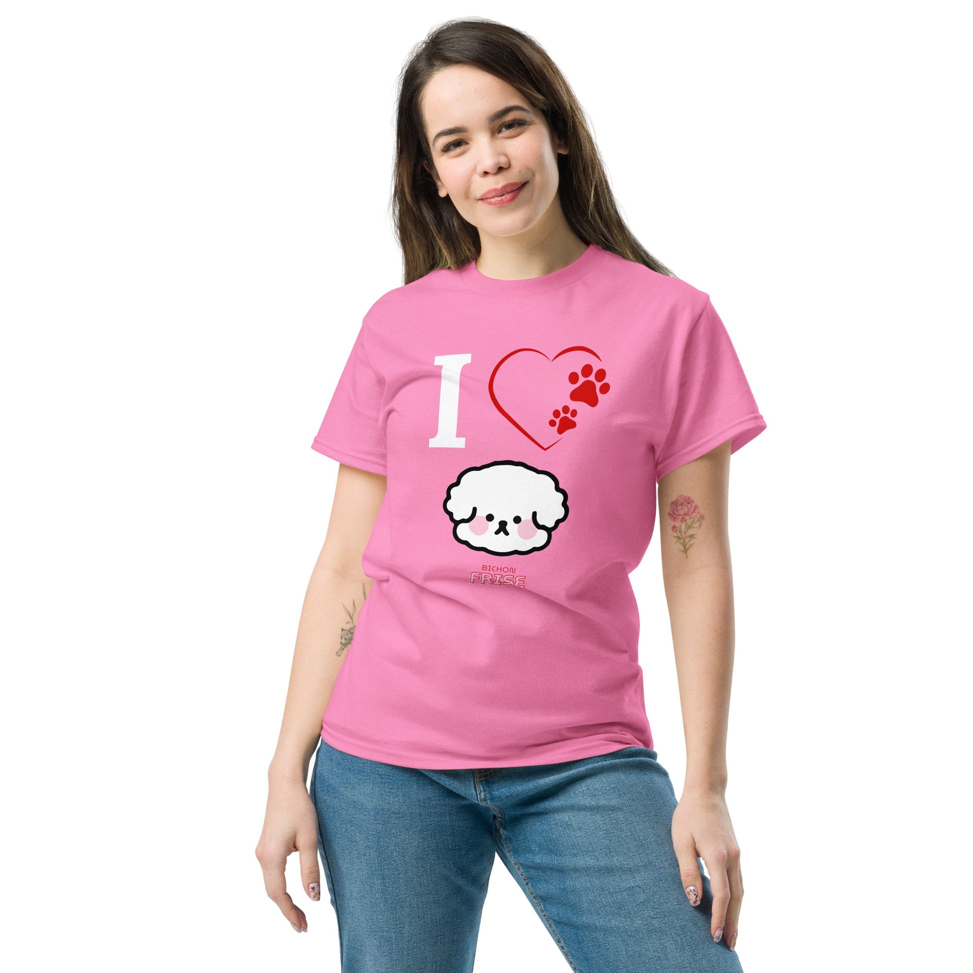 "I Love Bichon Frise"-Unisex Bichon Frise T-Shirt for Dog Owners