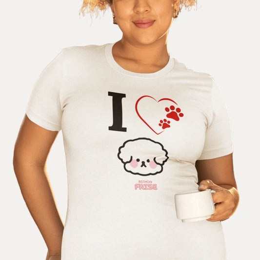 "I Love Bichon Frise"-Funny Unisex T-Shirt (Black Design)