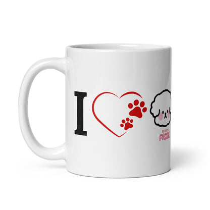 " I love bichon frise "-White glossy mug for Bichon Frise dog owners