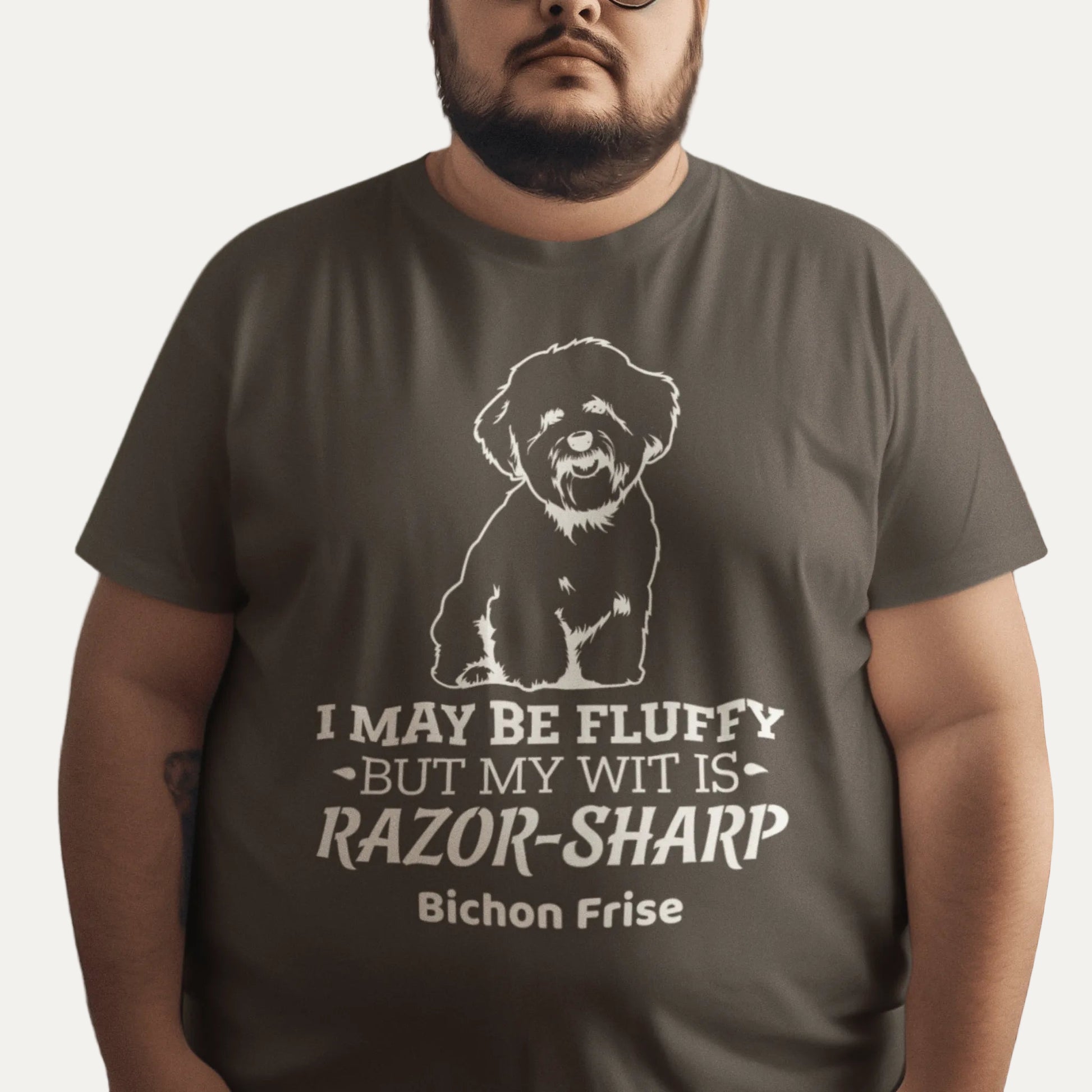 "I May Be Fluffy, But My Wit Is Razor-Sharp"-Unisex Bichon Frise T-Shirt for Dog Owners