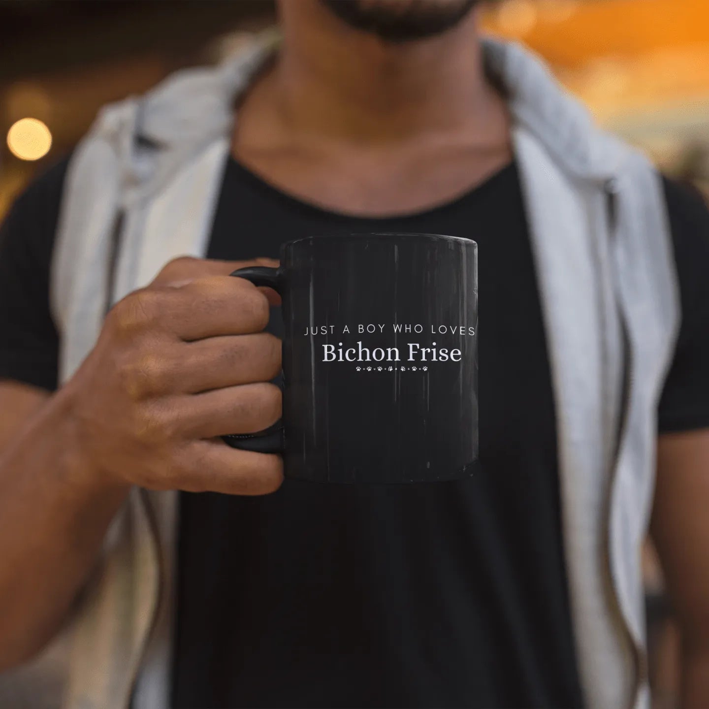 "Just A Boy Who Loves Bichon Frise"-Black Glossy Mug