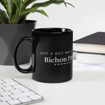 "Just A Boy Who Loves Bichon Frise"-Black Glossy Mug