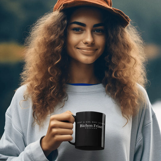 Just A Girl Who Loves Bichon Frise-Black Glossy Mug for Bichon Frise dog owners