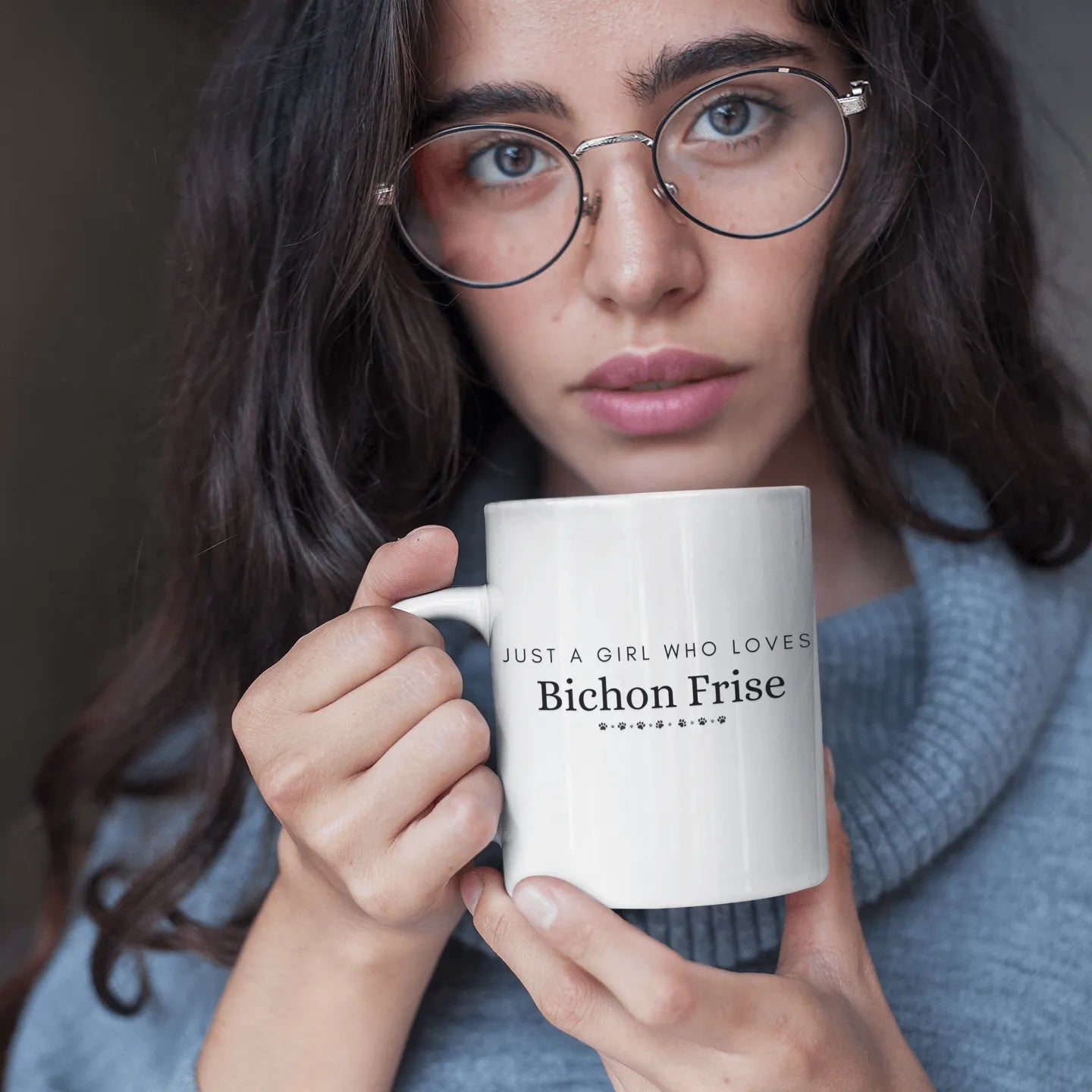 Just A Girl Who Loves Bichon Frise-White glossy mug for Bichon Frise dog owners