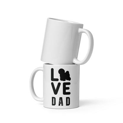 "Love Dad" Bichon frise Siluett - White glossy mug