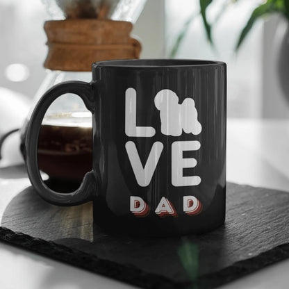 "Love Dad "Bichon frise siluette-Black Glossy Mug